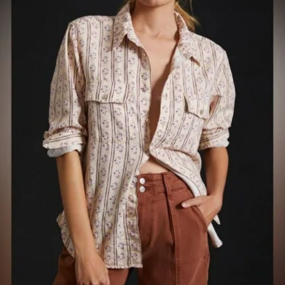 MOTHER The Frenchie Buttondown Linen Blend Shirt
